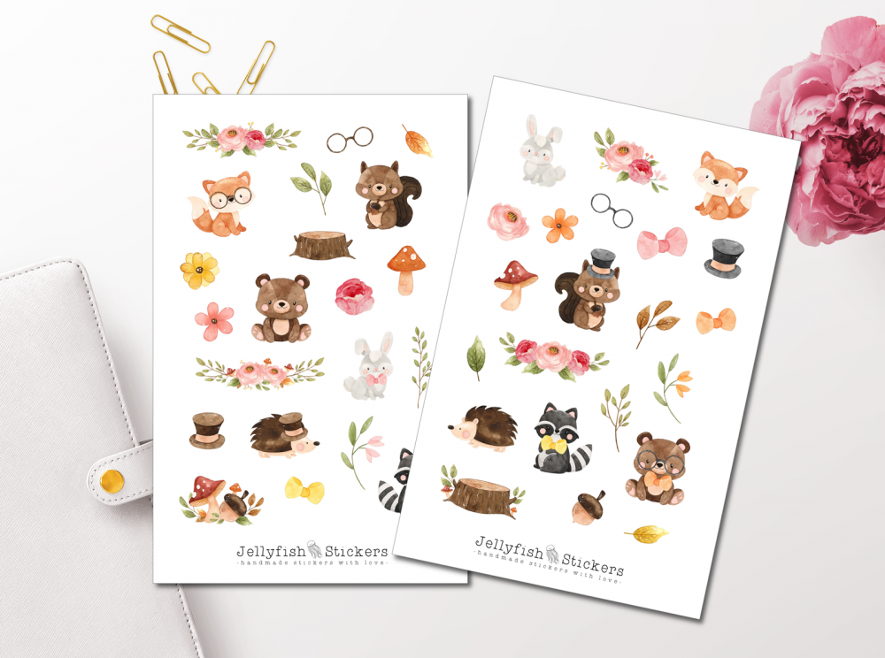 Herbst Tiere niedlich Sticker Set